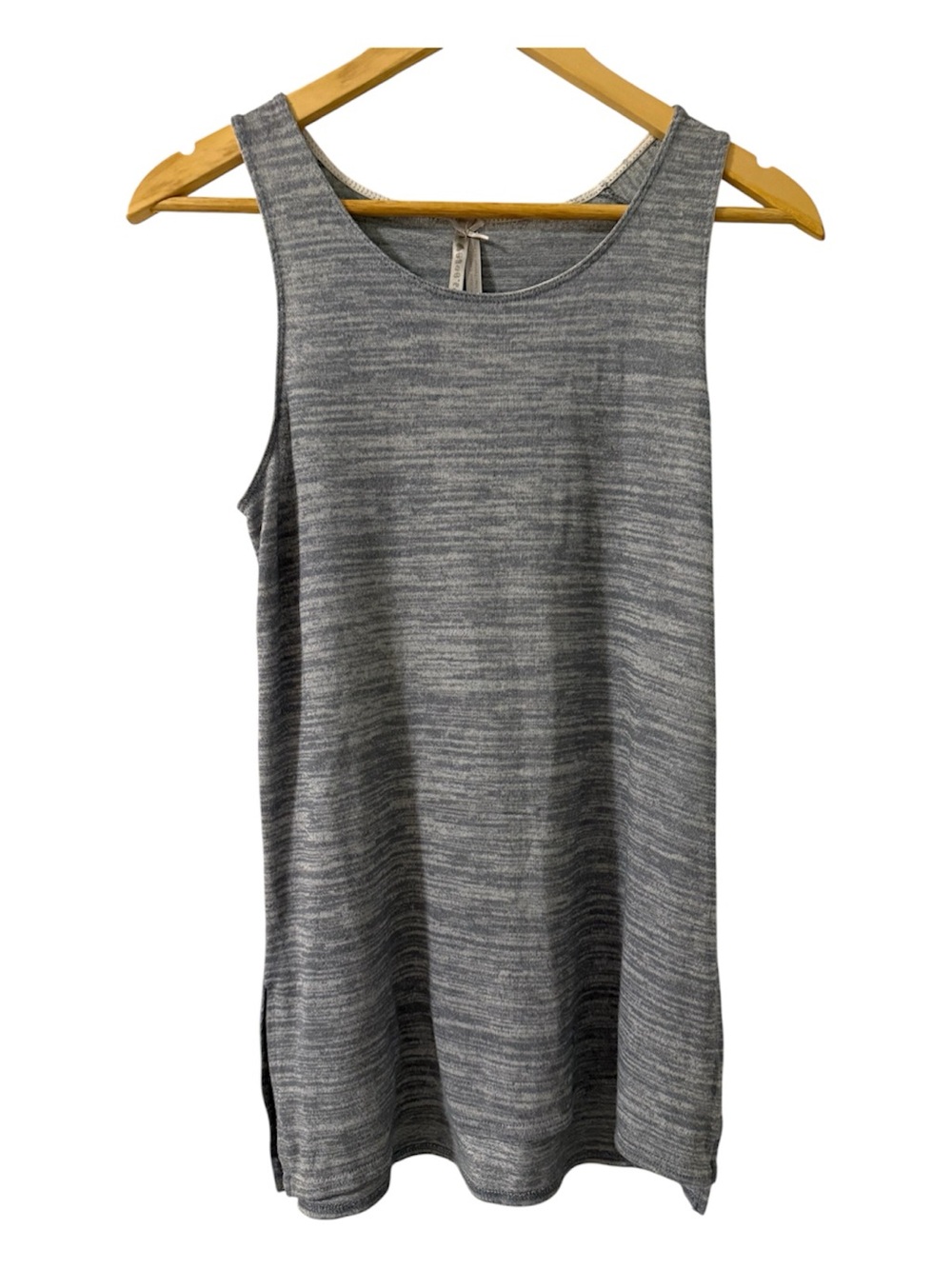 Unbranded Gray Heathered Longline Tank Tunic M. Side Slits Casual Layering Top